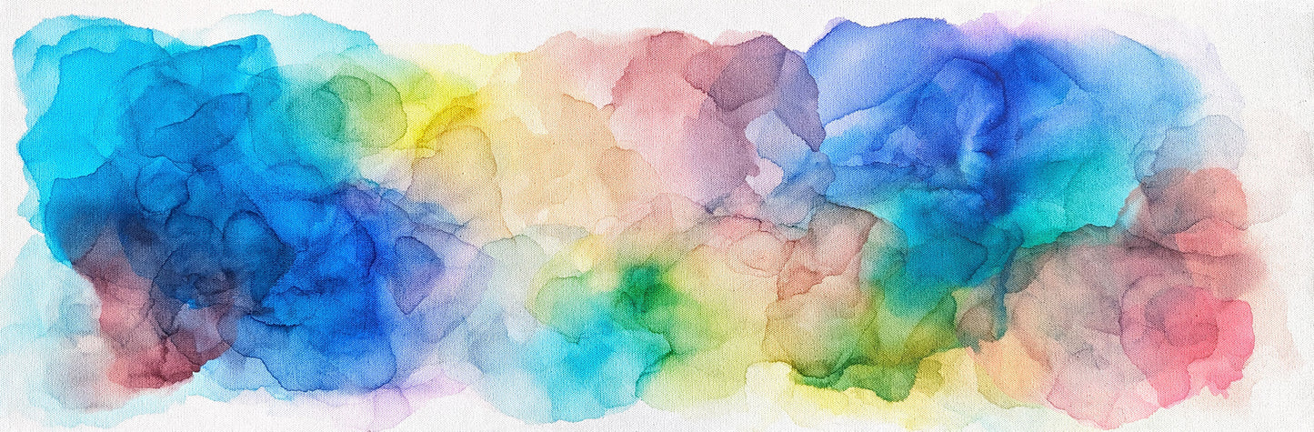 Scanned painting showing details and colors horizontally.