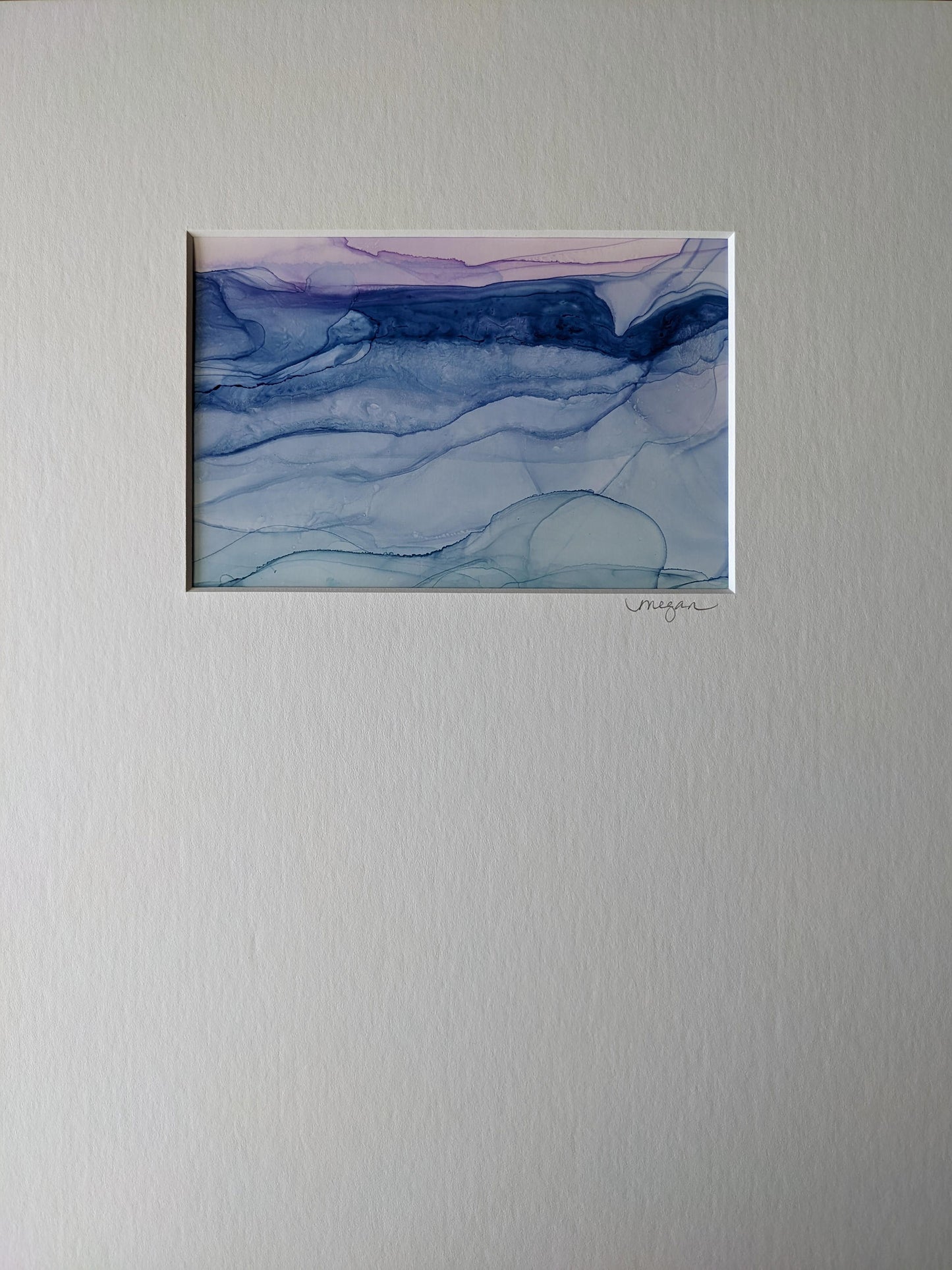 Painting shown with white mat.