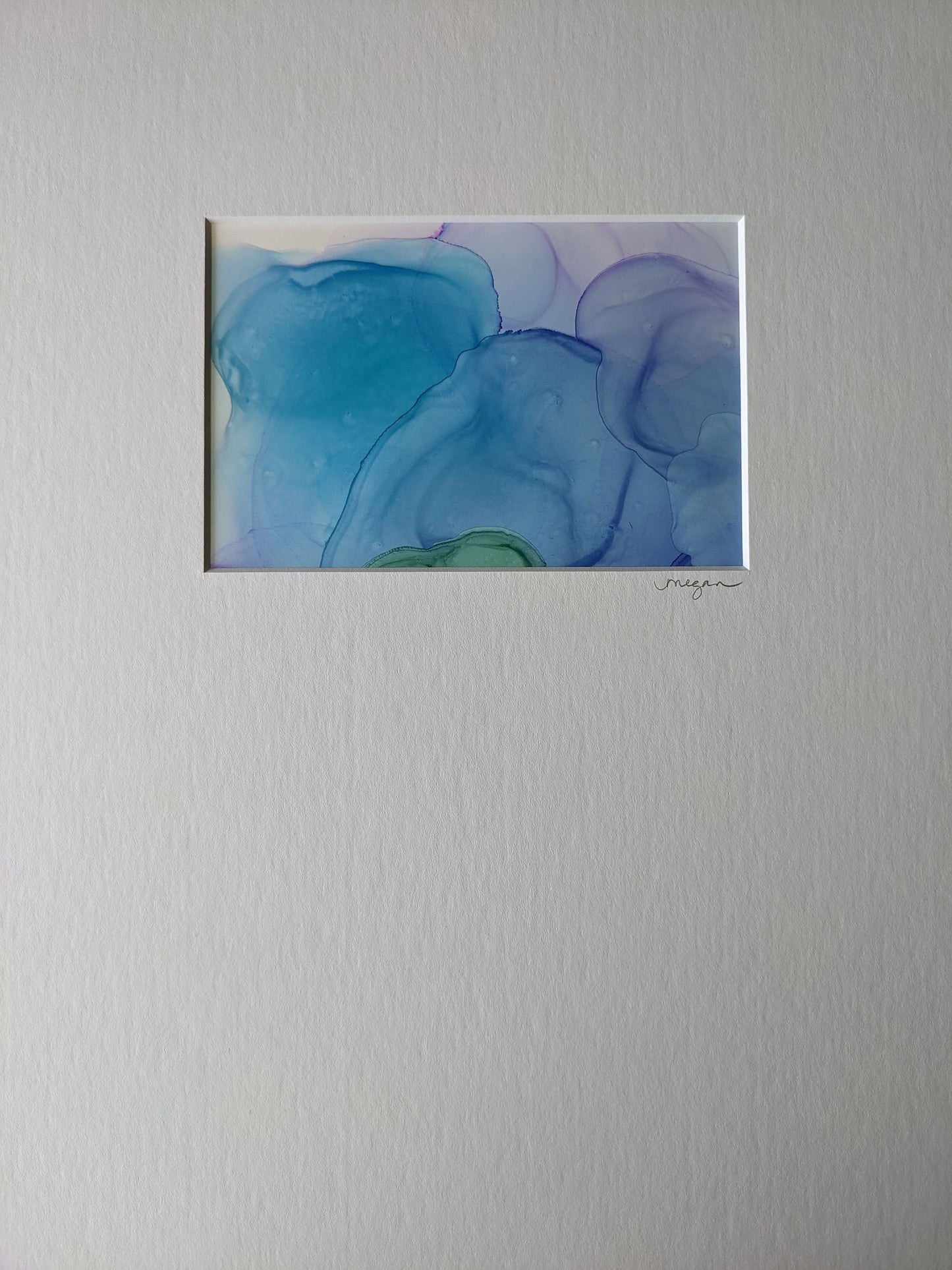 Painting shown with white mat.