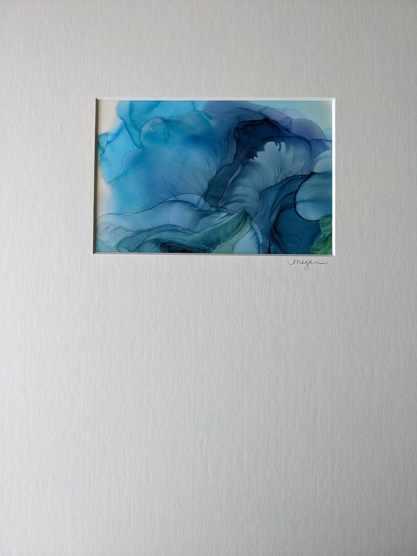Painting shown with white mat.