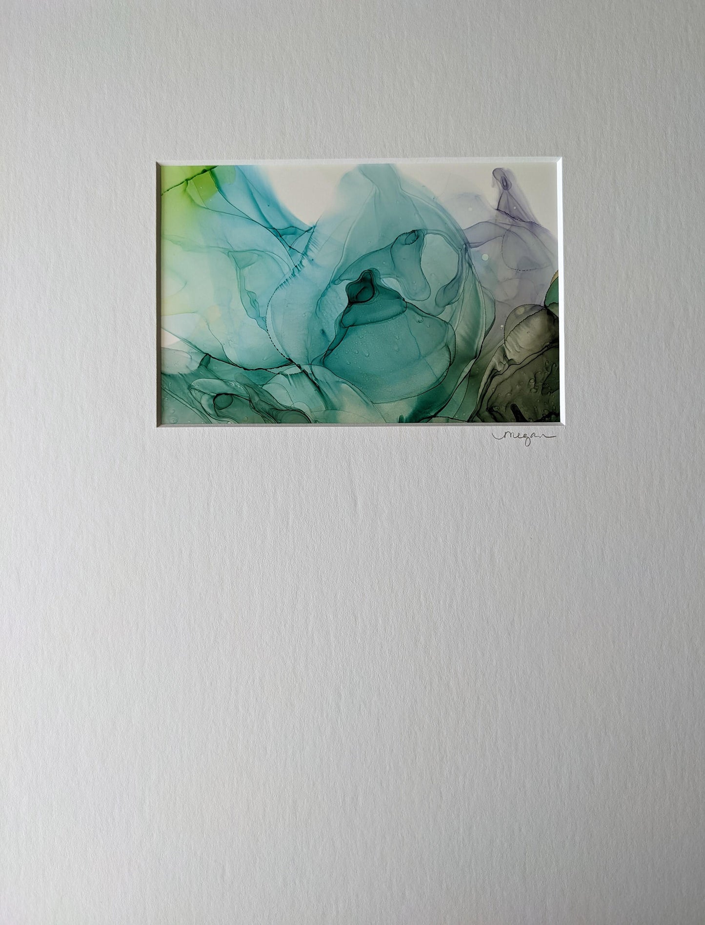 Painting shown with white mat.