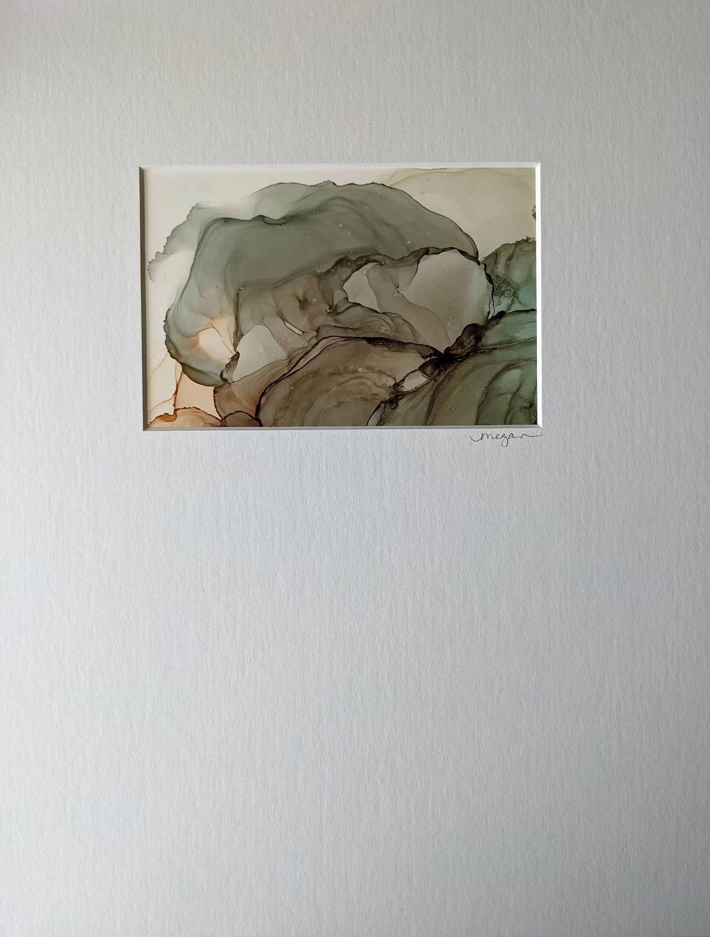 Painting shown with white mat.