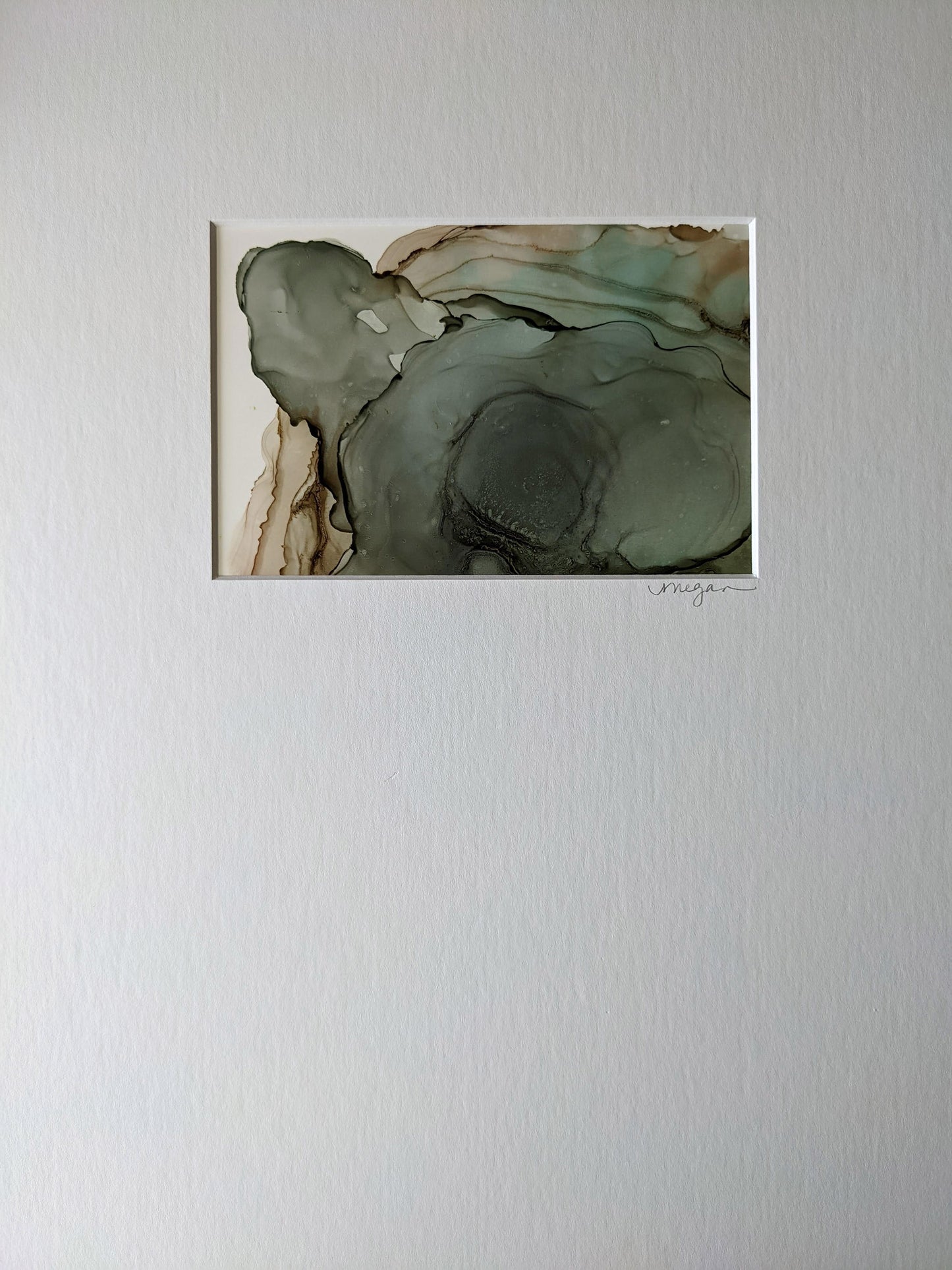 Painting shown with white mat.