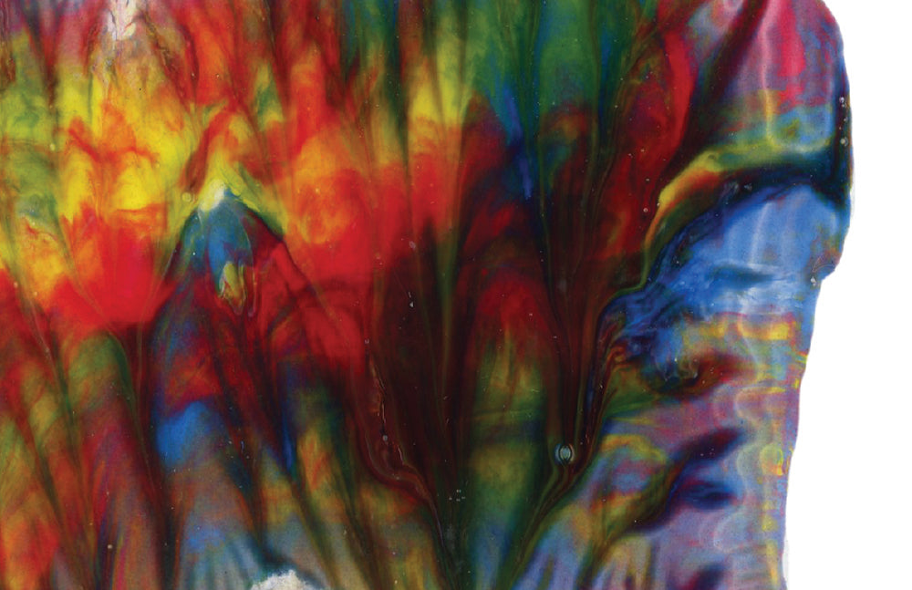 Close up of rainbow abstract painting.