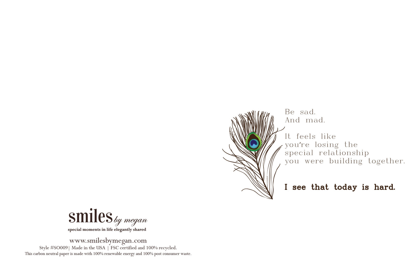 Open greeting card showing the back and front of the card.