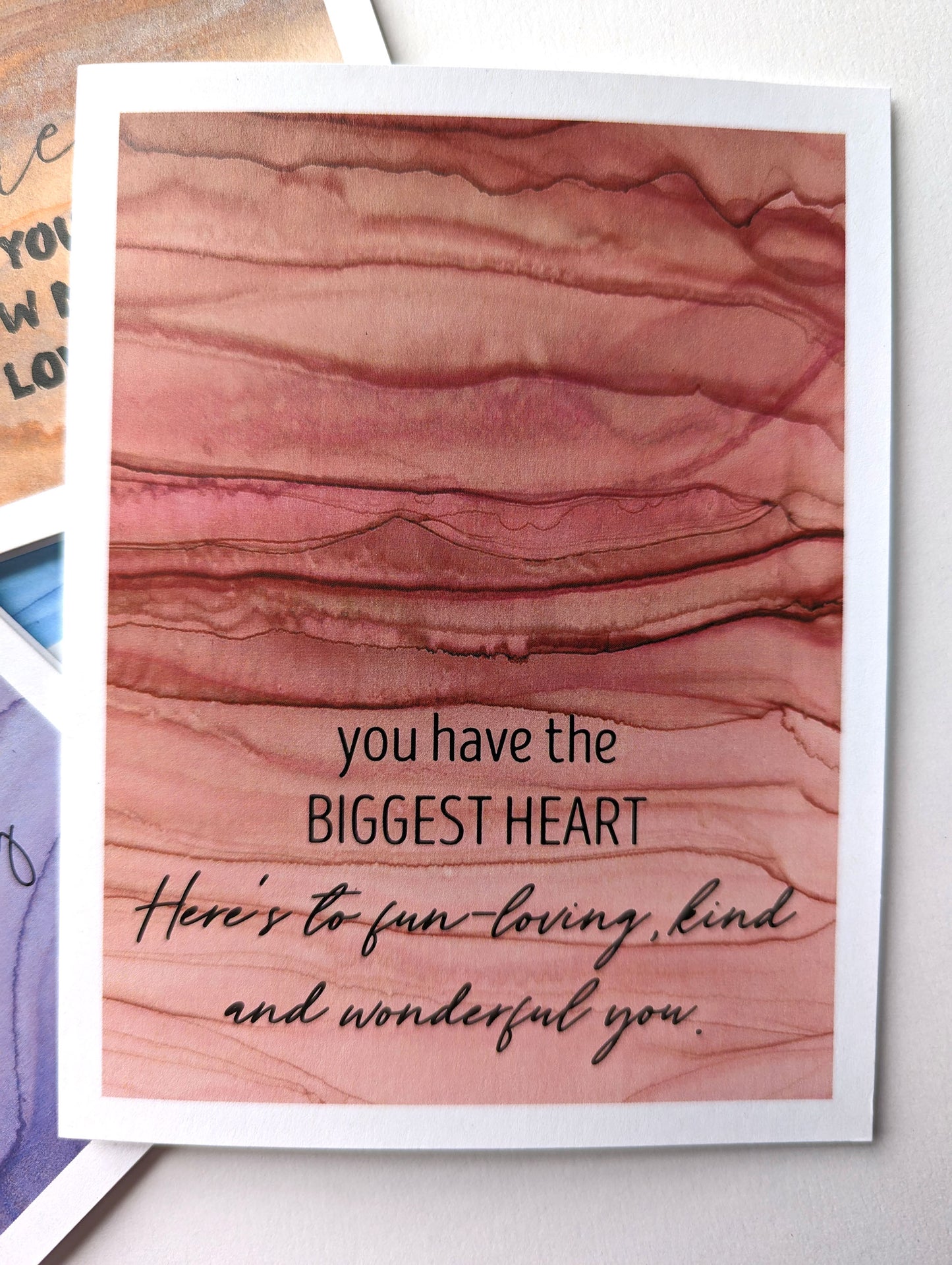 Lifestyle shot with close up of greeting card.