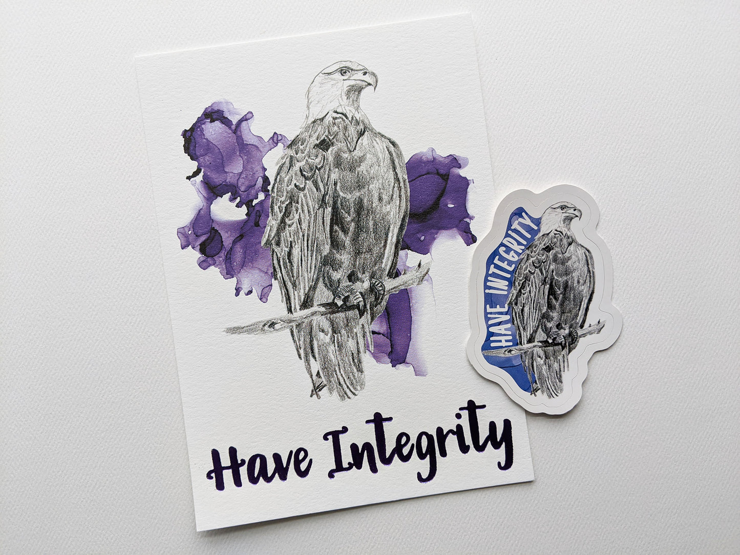Art print and sticker on a white background.