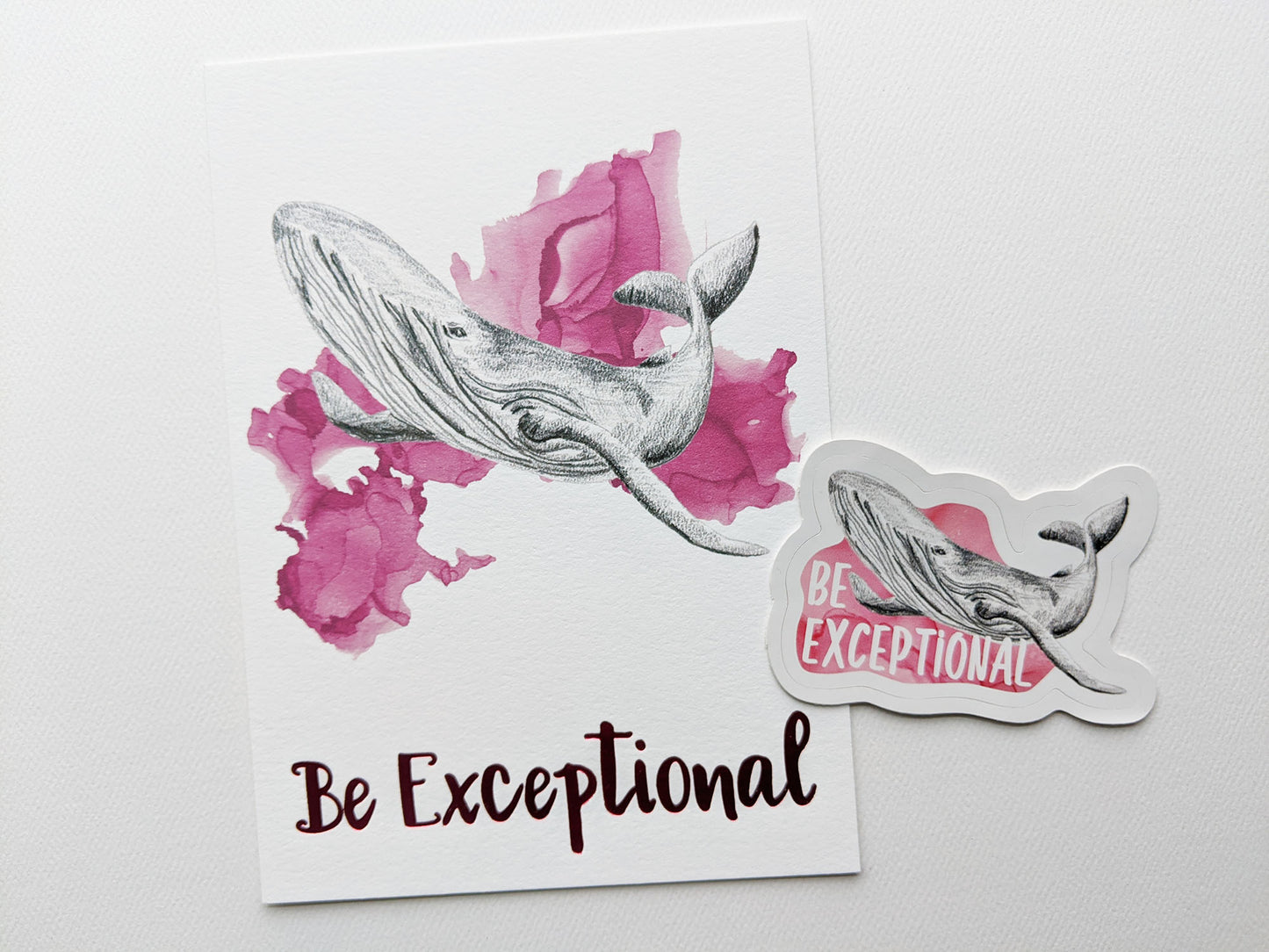 Art print and sticker on a white background.