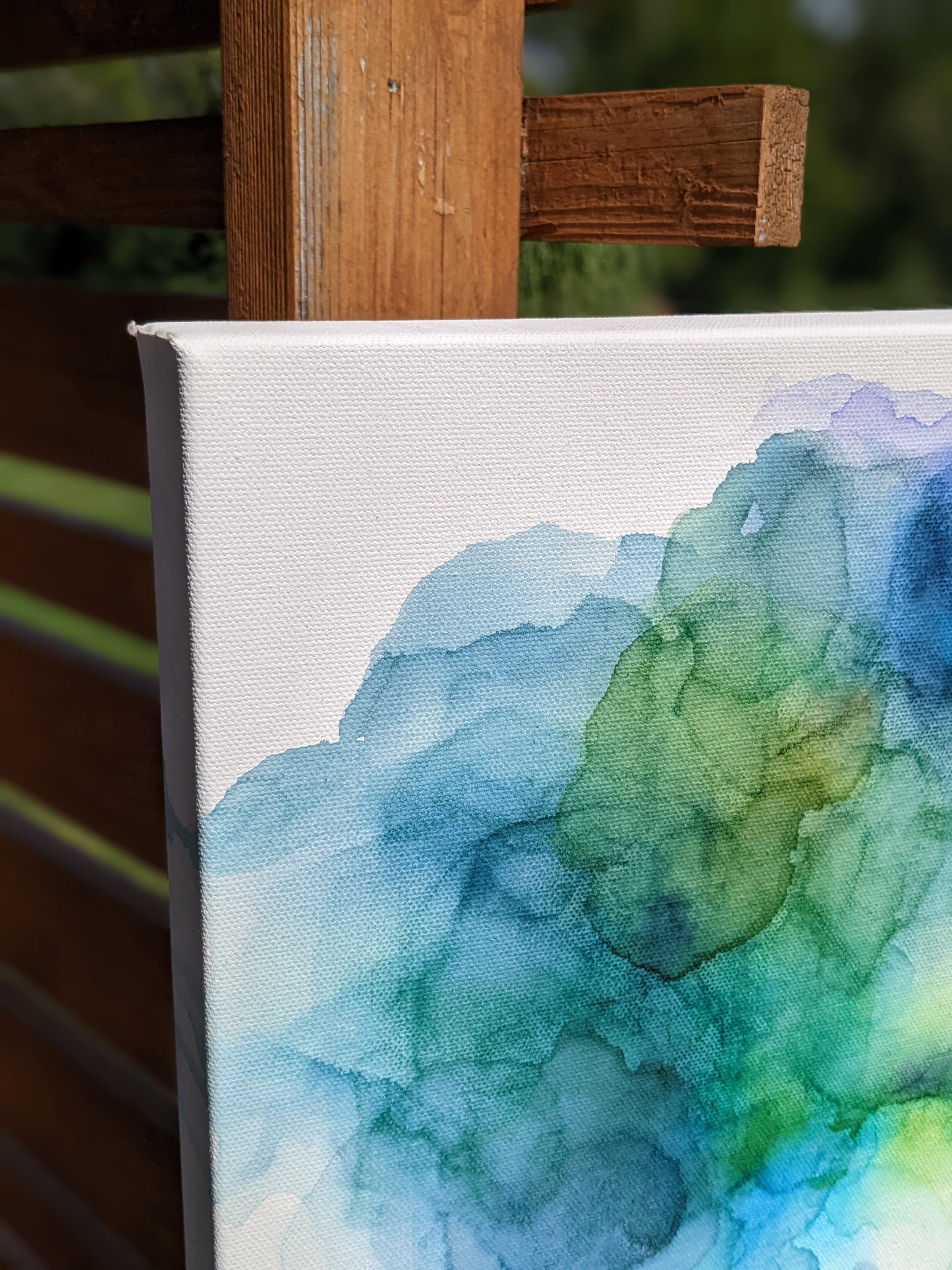Zoomed in detail of painting outdoors.