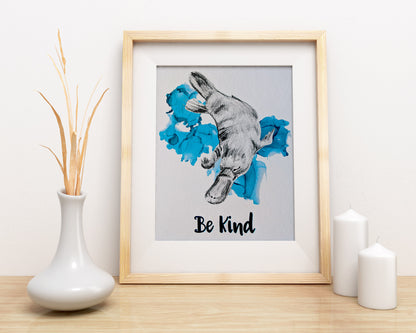 animal art print | be kind platypus