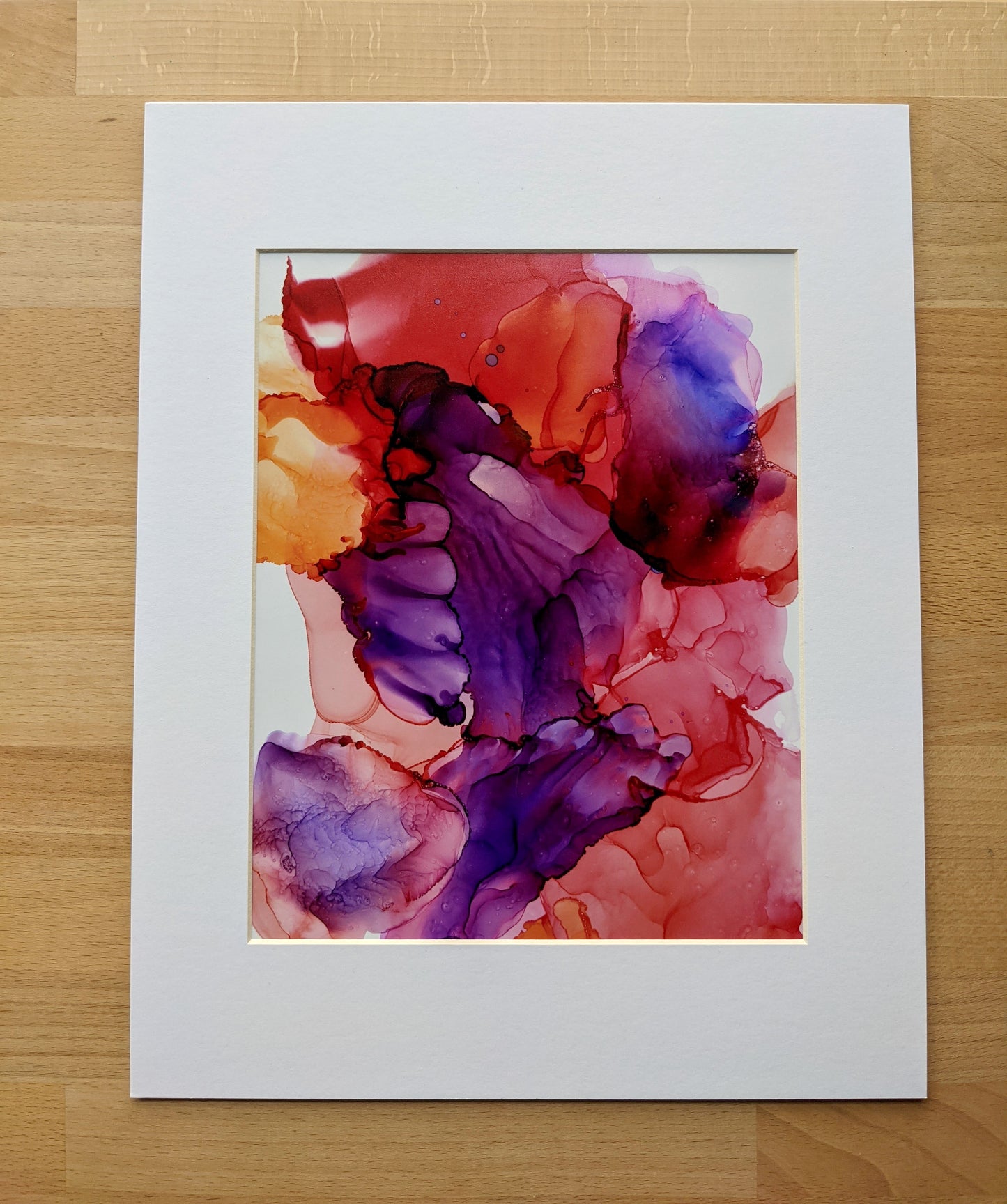 Painting shown with a white mat.