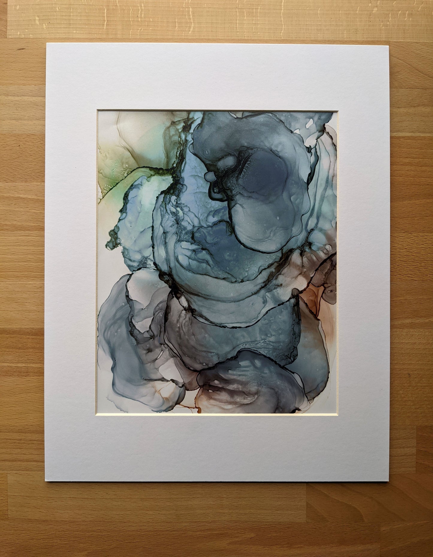 Painting shown with a white mat.