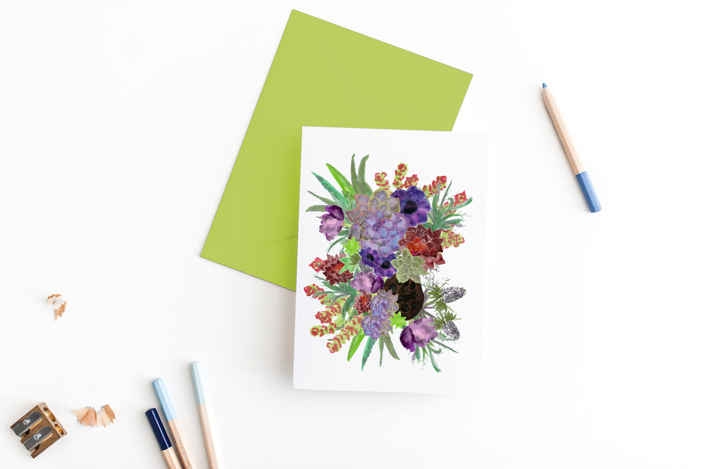 succulents and flowers greeting card