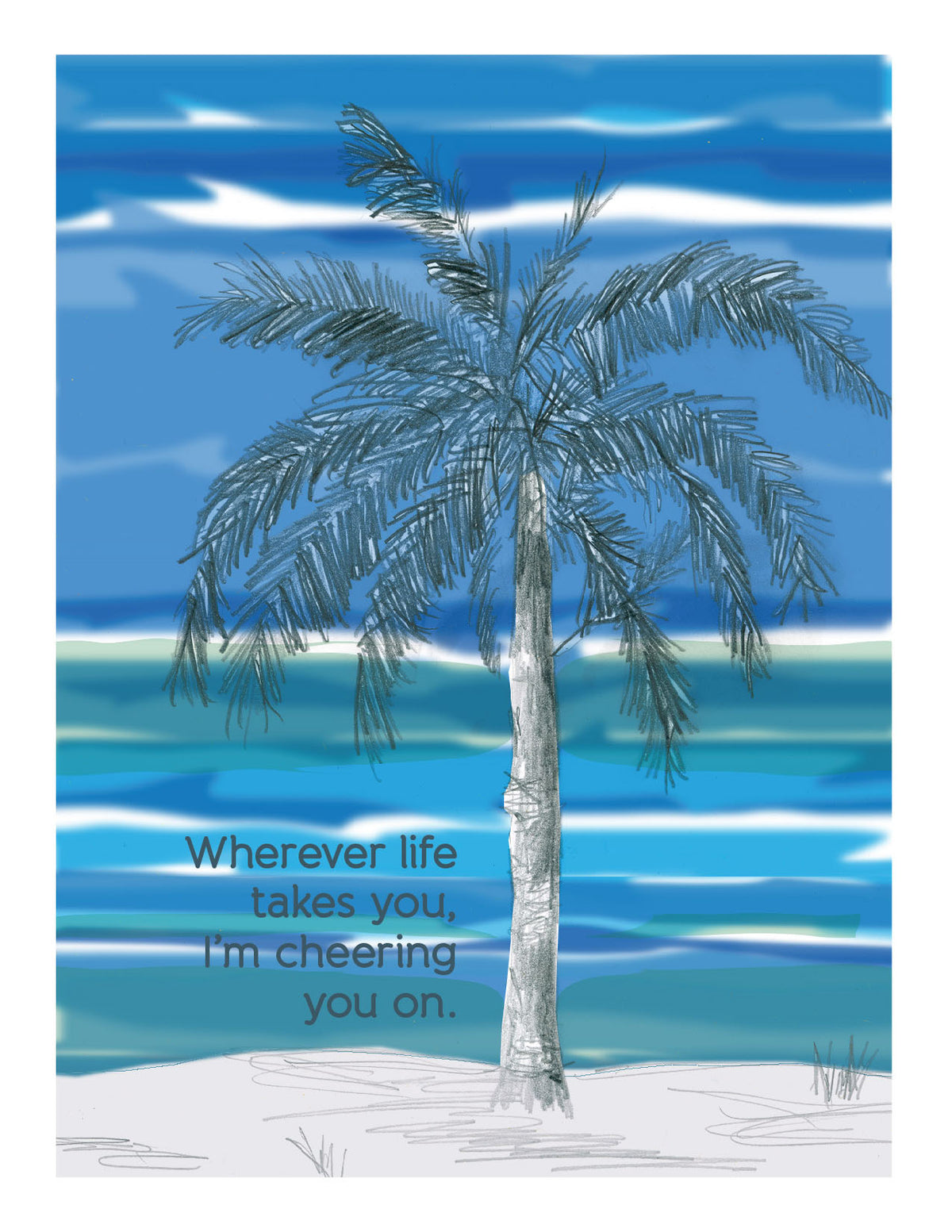 palm tree greeting card | well wishes for the new year | I appreciate you | wishing you well