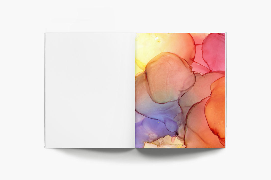 Digital mockup of the front cover and binding edge of the Sundrenched Glow notebook on a white background.