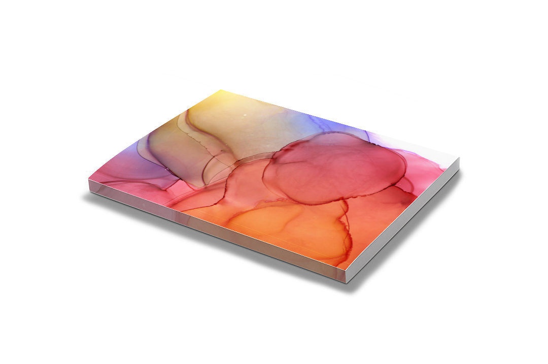 Digital mockup angled view showing the cover and spine of the Sundrenched Glow notebook on a white background.