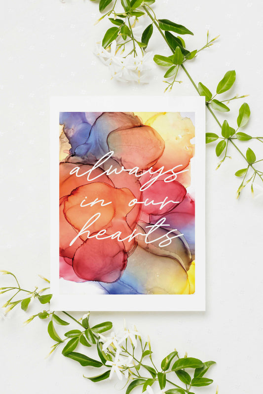 always in our hearts | empathetic wishes greeting card