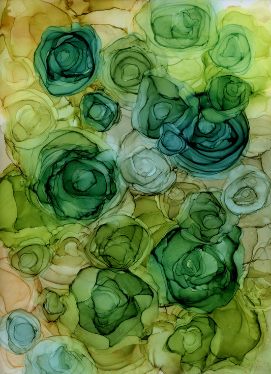 viridescent blooms |  abstract original art
