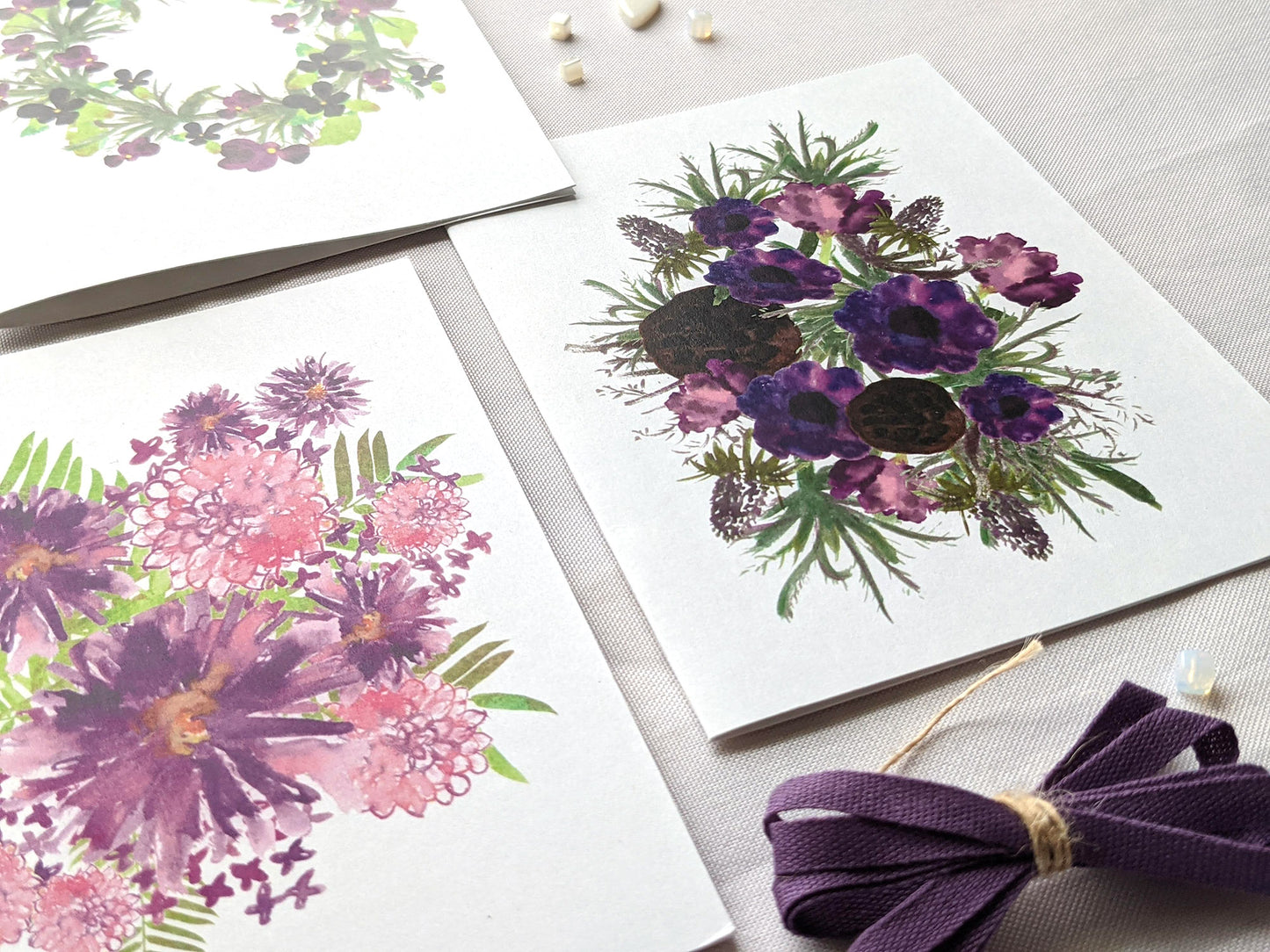birthday greeting for coworker | purple flowers and pods greeting card