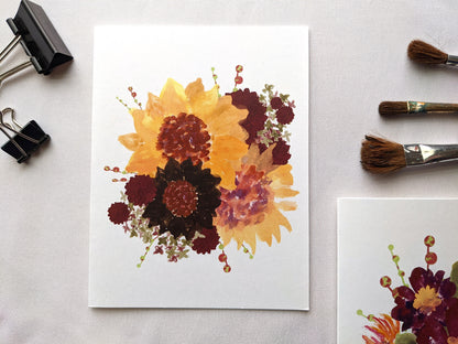 simple birthday wishes for coworker | sunflowers floral bouquet greeting card