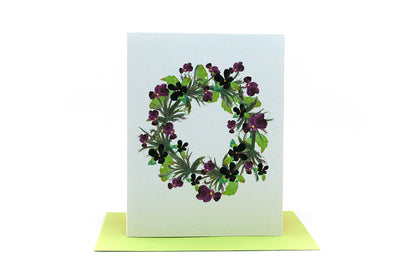 simple birthday wishes for coworker | pansies floral wreath greeting card