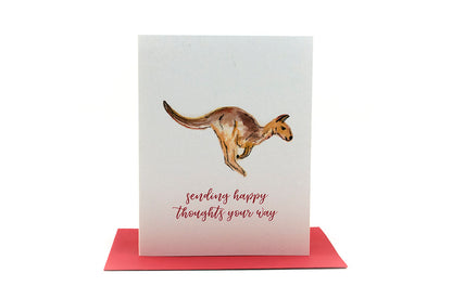 birthday wishes for coworker | kangaroo sending happy thoughts greeting card