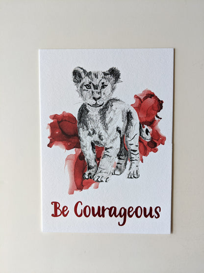 animal art print | be courageous lion