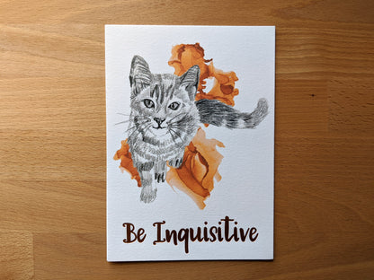 animal art print | be inquisitive cat