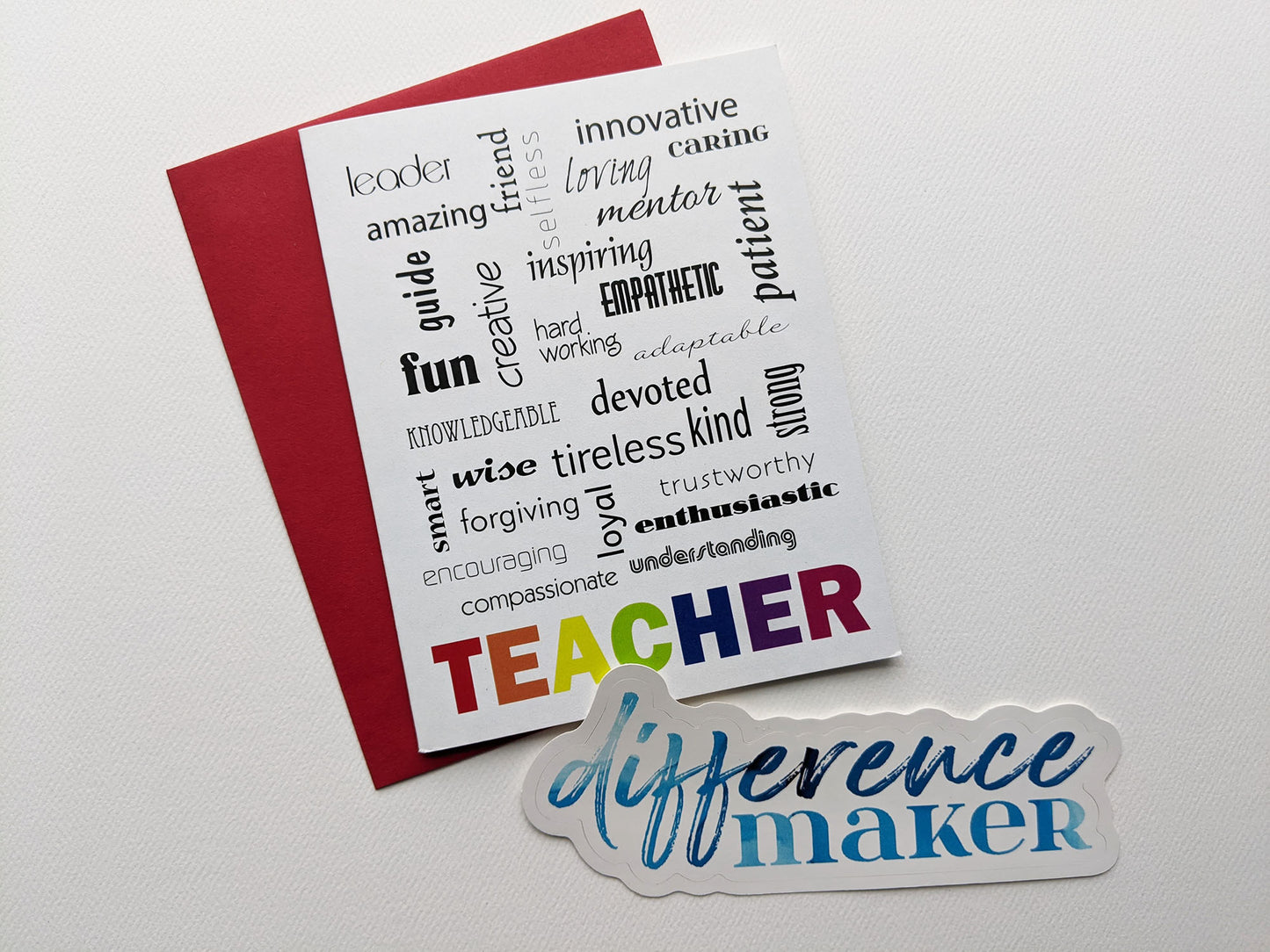 gift set | teacher card  + difference maker sticker